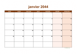 calendrier mensuel 2044 06