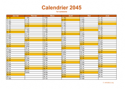 calendrier annuel 2045 09