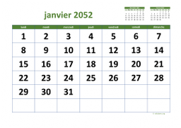 calendrier mensuel 2052 03