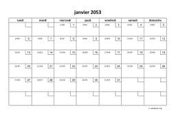 calendrier mensuel 2053 01