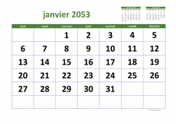 calendrier mensuel 2053 03