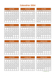 calendrier annuel 2054 06