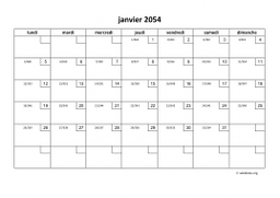 calendrier mensuel 2054 01