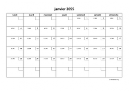 calendrier mensuel 2055 01