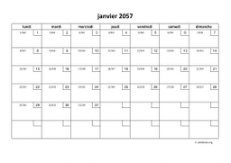 calendrier mensuel 2057 01