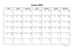 calendrier mensuel 2058 01