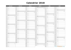 Calendrier 2018 à imprimer | WikiDates.org