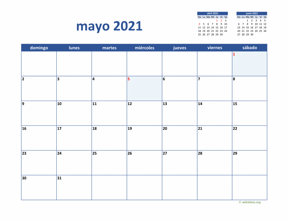 Calendario Mayo 2021 De México 9255