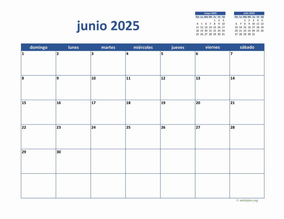Calendario Junio 2025 de México