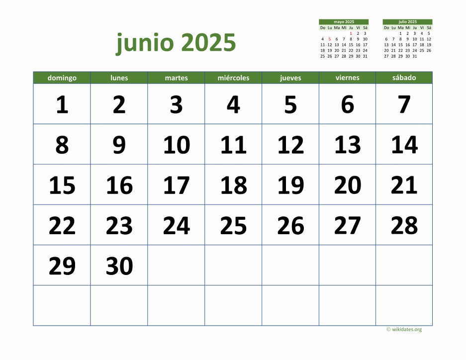 Calendario Junio 2025 