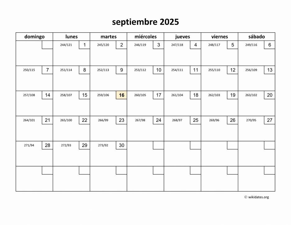 Calendario Septiembre 2025 de México