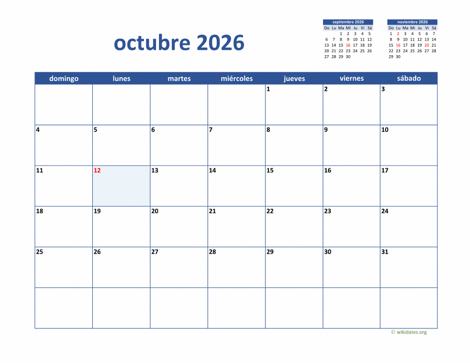 Calendario Octubre 2026 De M xico WikiDates