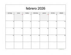 calendario febrero 2026 05