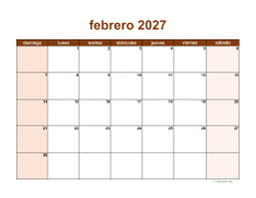 calendario febrero 2027 06