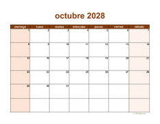 calendario octubre 2028 06