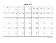 calendario mensual 2037 01