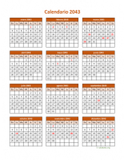 Calendario de México del 2043 06