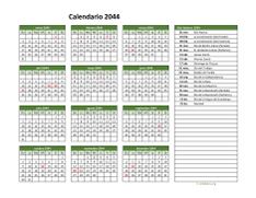 Calendario de México del 2044 02