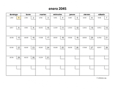 calendario mensual 2045 01