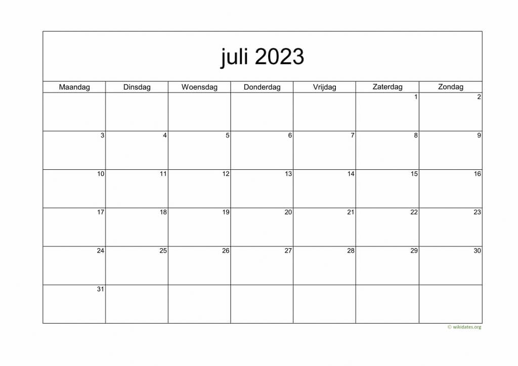Kalender Juli 2023 Niederlande