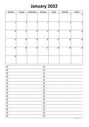Calendar Monthly 2022 for UK 07