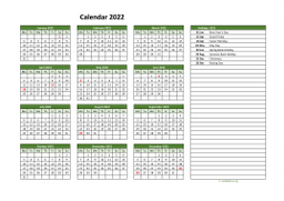 Calendar 2022 for UK 02