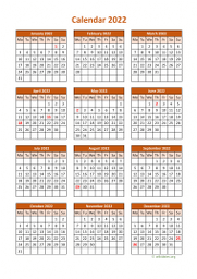 Calendar 2022 for UK 06