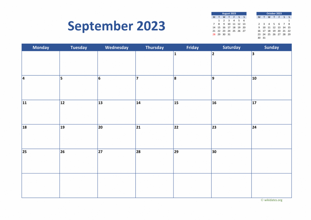 September 2023 Calendar Template Excel Mobila Bucatarie 2023